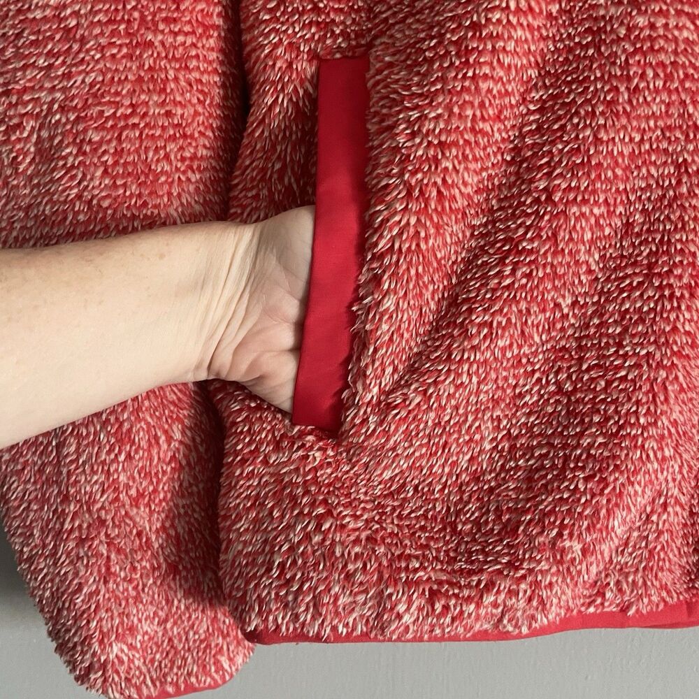 Cinch Pullover Sweater Small Women’s Red White Fuzzy Comfortable - Picture 2 of 9